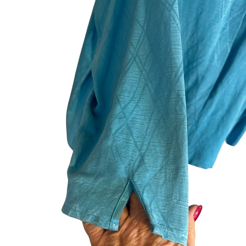 Laura Ashley GORGEOUS    LINEN/SILK  Aqua Blue SPRING/SUMMER  Top   PLUS: 3X   # - Picture 3 of 9